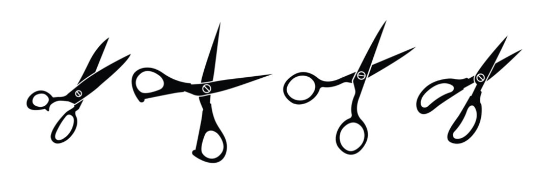 Scissors icon set. Silhouette of open scissors. Scissors logo icon. scissor icon vector collection . eps 10  