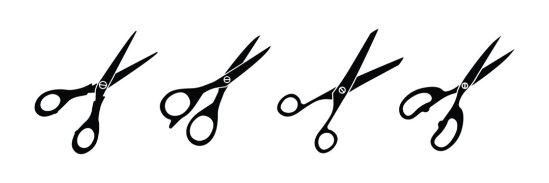 Scissors icon set. Silhouette of open scissors. Scissors logo icon. scissor icon vector collection . eps 10  