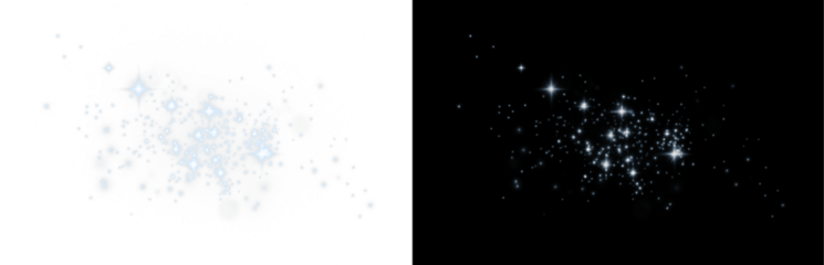 PNG Sparkle Overlay with Blue and White Glowing Particles on transparent background
