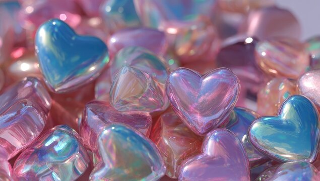 Heart-shaped gems in pastel colors