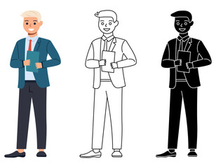 Confident man teacher standing isolated flat vector illustration