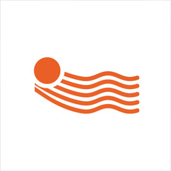 Sun and Waves Simple Orange Icon Representing Warmth and Movement