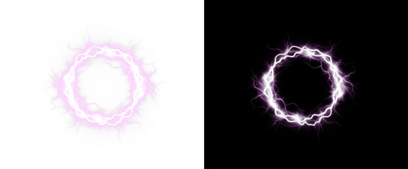 PNG Electric Energy Ring with Transparent Overlay and Neon Effect on transparent background