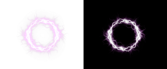 PNG Electric Energy Ring with Transparent Overlay and Neon Effect on transparent background