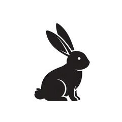 【Animals Icons – Basic】Rabbit Silhouette Logo | シンプルなウサギのシルエットロゴ