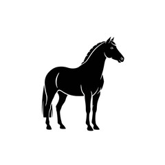 【Animals Icons – Basic】Standing Horse Silhouette Logo | 落ち着いた立ち姿の馬シルエットロゴ
