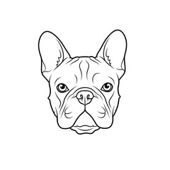 【Animals Icons – Basic】French Bulldog Face Silhouette Logo | フレンチブルドッグの顔アップシルエットロゴ