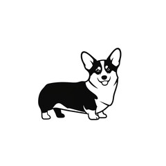 【Animals Icons – Basic】Cute Corgi Silhouette Logo | 可愛いコーギーのシルエットロゴ