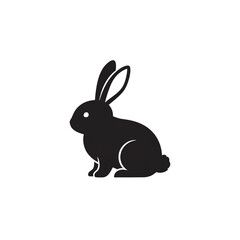 【Animals Icons – Basic】Round Bunny Silhouette Logo | 丸くて可愛いウサギのシルエットロゴ