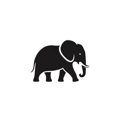 【Animals Icons – Basic】Elephant Silhouette Logo | シンプルな象のシルエットロゴ