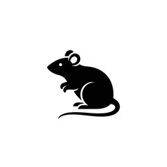 【Animals Icons – Basic】Cute Mouse Silhouette Logo | 可愛い丸いネズミのシルエットロゴ