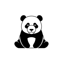 【Animals Icons – Basic】Cute Panda Silhouette Logo | かわいいパンダのシルエットロゴ