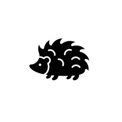 【Animals Icons – Basic】Cute Hedgehog Silhouette Logo | 可愛いハリネズミのシルエットロゴ