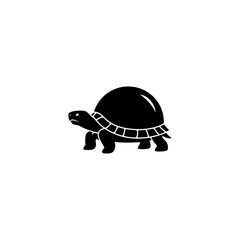 【Animals Icons – Basic】Turtle Silhouette Logo | シンプルなカメのブラックシルエットロゴ