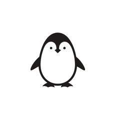 【Animals Icons – Basic】Cute Round Penguin Silhouette Logo | 丸くてかわいいペンギンのシルエットロゴ