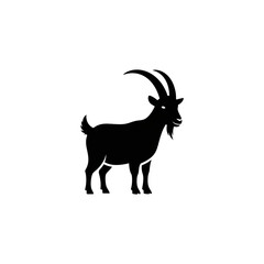 【Animals Icons – Basic】Goat Silhouette Logo | シンプルなヤギのシルエットロゴデザイン