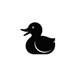 【Animals Icons – Basic】Cute Duck Silhouette Logo | シンプルでかわいいアヒルのシルエットロゴ