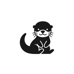 【Animals Icons – Basic】Cute Otter Silhouette Logo | かわいいカワウソのシルエットロゴデザイン