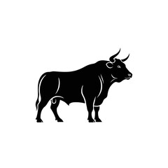 【Animals Icons – Basic】Strong Bull Silhouette Logo | 迫力ある牛のシルエットロゴデザイン