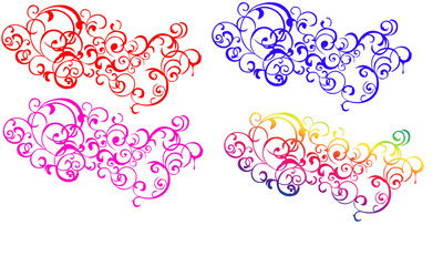 Obraz premium Set of colorful floral ornaments decorative swirls and flourishes vector design elements isolated on white background