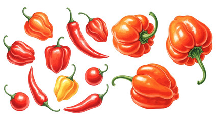 watercolor habanero clipart for graphic resources