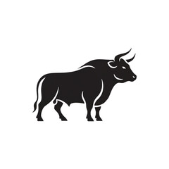 【Animals Icons – Basic】Ox Silhouette Logo | シンプルな牛のシルエットロゴデザイン