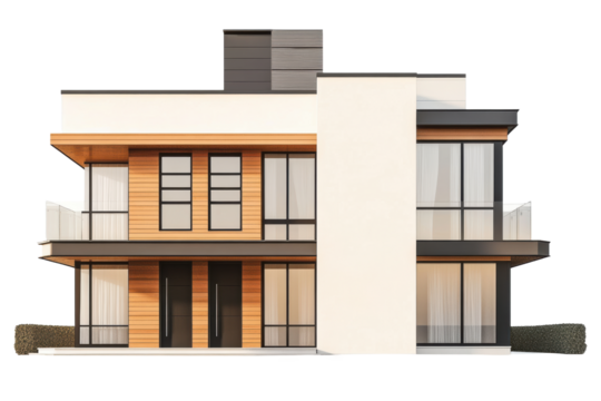 Modern apartment with vertical wood panels
