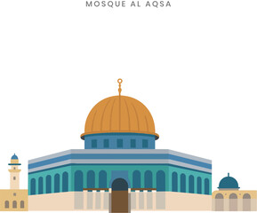 Minimalist Illustration of Mosque Al-Aqsa