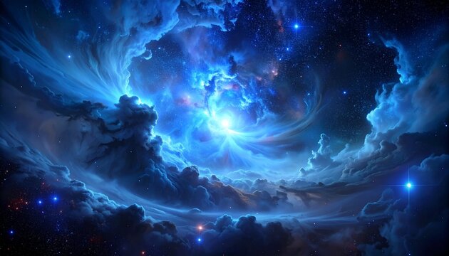 Deep galaxy-inspired dark nebula texture with faint blue glows and distant scattered stars creating a mysterious cosmic atmosphere suitable for backgrounds, digital art, space designs, sci-fi visuals,