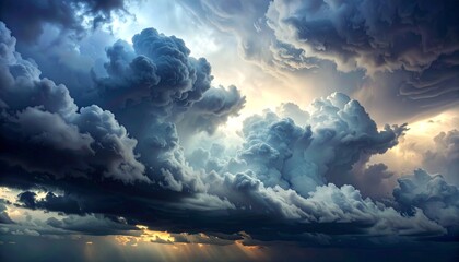 Obraz premium Dark storm cloud gradient background, moody atmospheric sky, soft shadows and smooth textures, dramatic weather scene, ominous dark clouds, serene yet powerful sky, perfect for digital art, design, il