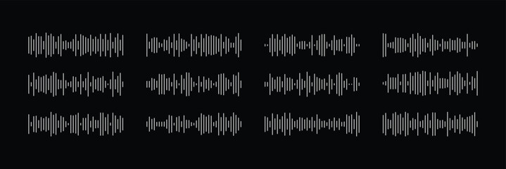 Fototapeta premium Sound wave icon set. Audio Wave and Music Frequency Symbols. Audio Equalizer and Volume Level Interface. audio equalizer graphics for digital media display . 