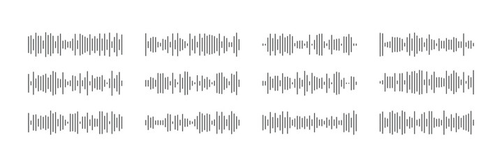 Sound wave icon set. Audio Wave and Music Frequency Symbols. Audio Equalizer and Volume Level Interface. audio equalizer graphics for digital media display . 