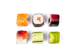 Sushi rolls isolated on white background. © Роман Фернаті
