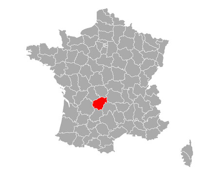 Karte von Correze in Frankreich