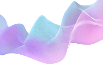 Abstract flowing ribbon with purple and blue gradient isolated on transparent background
