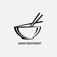 Minimalist bowl and chopsticks logo design.
Perfect for an authentic Asian restaurant brand.
Simple black line art conveying tradition and elegance.
Ideal for eateries specializing in Asian cuisine an