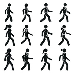 Minimalist Silhouette of a Person Walking Forward in Clean Vector Style Collection