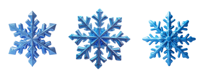 3D snowflake isolated on transparent background
