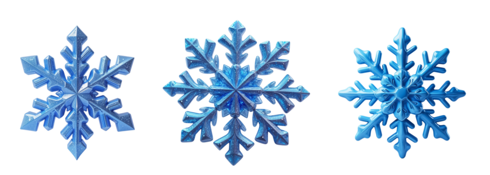 3D snowflake isolated on transparent background