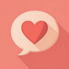 Heart Shape in Speech Bubble Flat Design for Love Concept