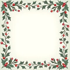 Fototapeta premium Holly Frame with Berries for Seasonal Design