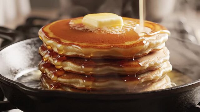 Stack of Pancakes with Syrup A Delicious Breakfast Treat.