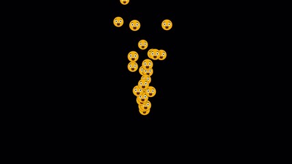 Surprised emojis float upward with an alpha channel, creating an expressive and dramatic animation ideal for alert or reaction video overlays.