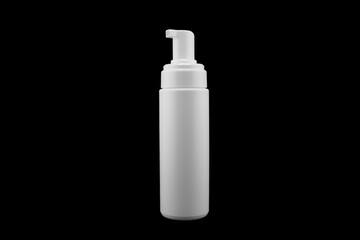 Plastic blank bottle isolated on black background. Plastic bottle isolated with clipping path. Empty space for text