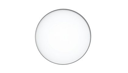 A stark white circle floats against a solid black backdrop, softly shaded edges