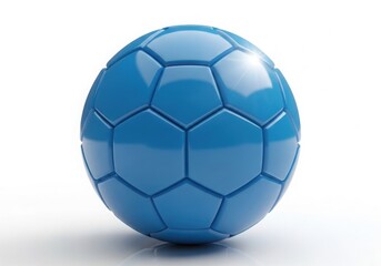 Fototapeta premium A glossy blue soccer ball with a unique hexagonal pattern