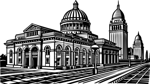 Very beautiful street-view scene of the Old Post Office Pavilion in Washington, D.C., showcasing its historic architecture, clean daylight atmosphere, and balanced urban composition suitable for stock