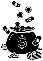 money illustration cash silhouette currency logo business icon finance outline savings wealth banking success financial jackpot dollar investment bank shape for vector graphic background
