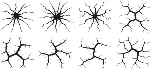 Eight black abstract branching patterns on white vector