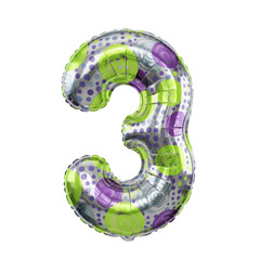 Set of foil balloon number isolated on a white background
